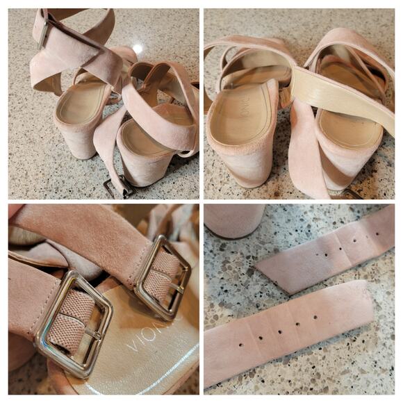 VIONIC Blaire Suede Blush Pink Wrap Around Ankle Strap Block Sandal Heels✨️9.5 - Picture 10 of 16